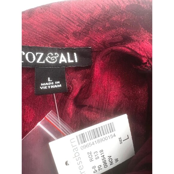 Roz & Ali Womens Red Leopard Print Long Sleeve Blouse Size Large - Picture 10 of 14